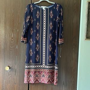 Wisp navy blue with designs dress. Size 10. NWT
